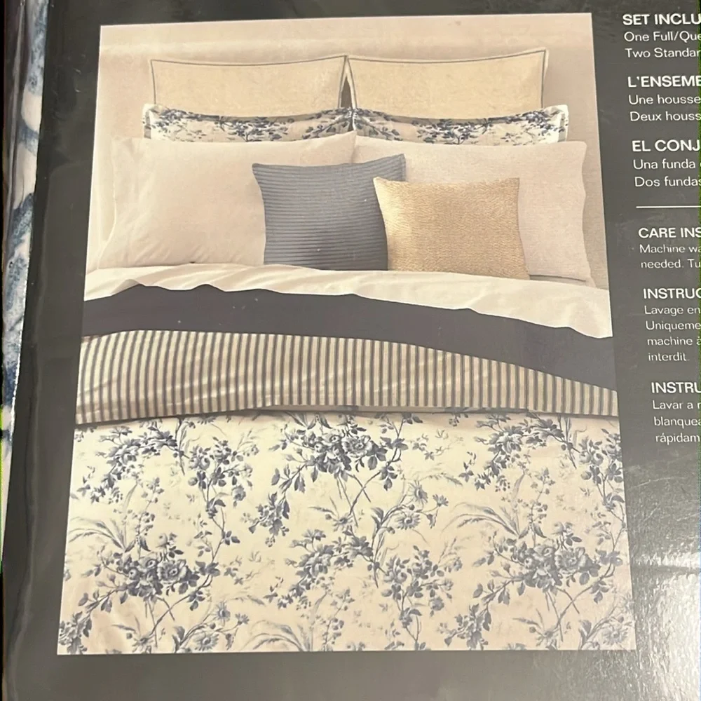 Ralph Lauren Annie Full / Queen Duvet Set new blue Duvet and 2 Standard Shams